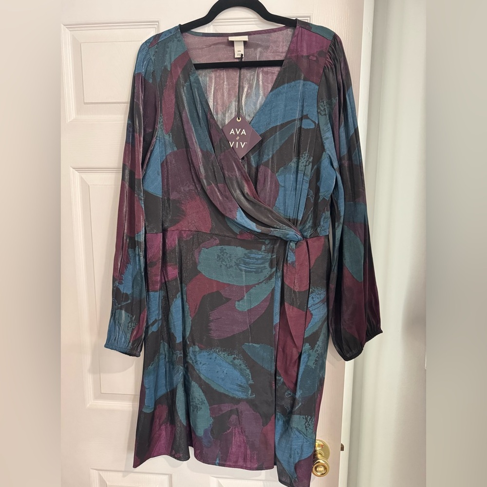 Ava & Viv Women's Long Sleeve Dress - Blue, Purple, Black